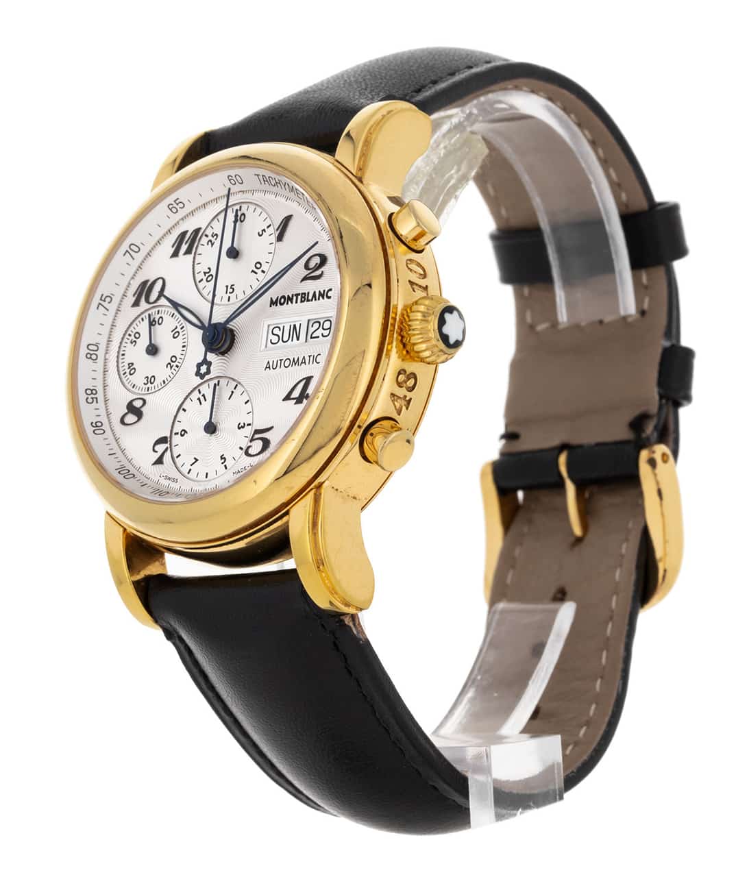 Montblanc Meisterstuck Silver Arabic Dial Leather Strap